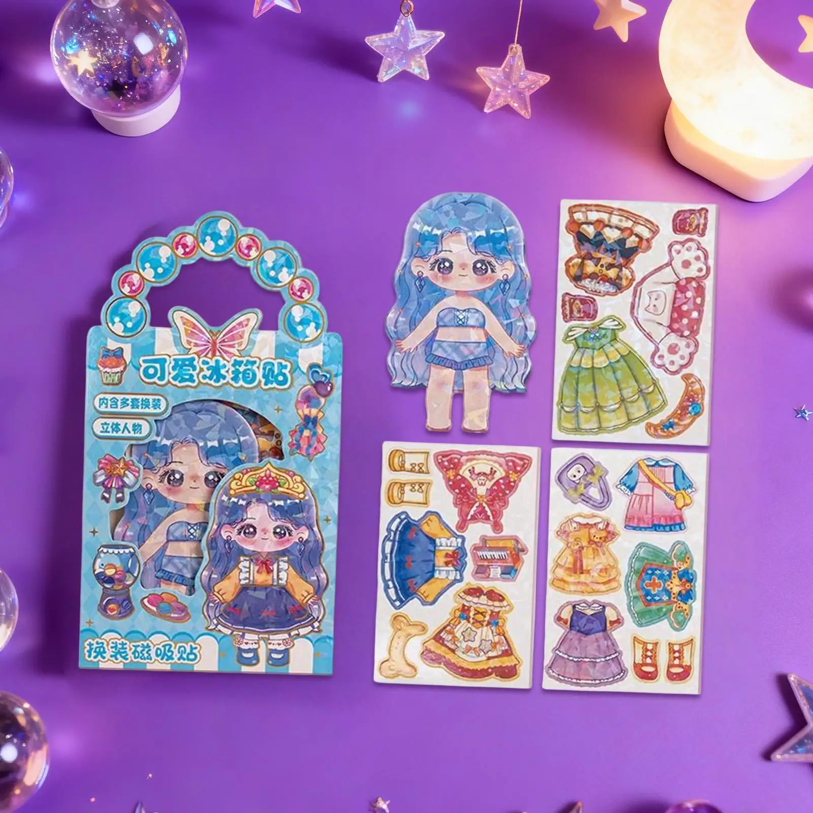 Set di giocattoli per bambole magnetiche 3D con supporto riutilizzabili Mix & Match Outfits Giocattoli da viaggio Montessori per bambini dai 3 ai 6 anni Gife di compleanno