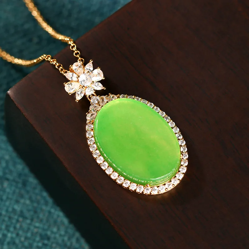 

Natural Jade Pendant Necklace Carved Gemstone Amulet Real Jewelry Designer Vintage 18K Gold Plated Stone Charm Luxury Talismans