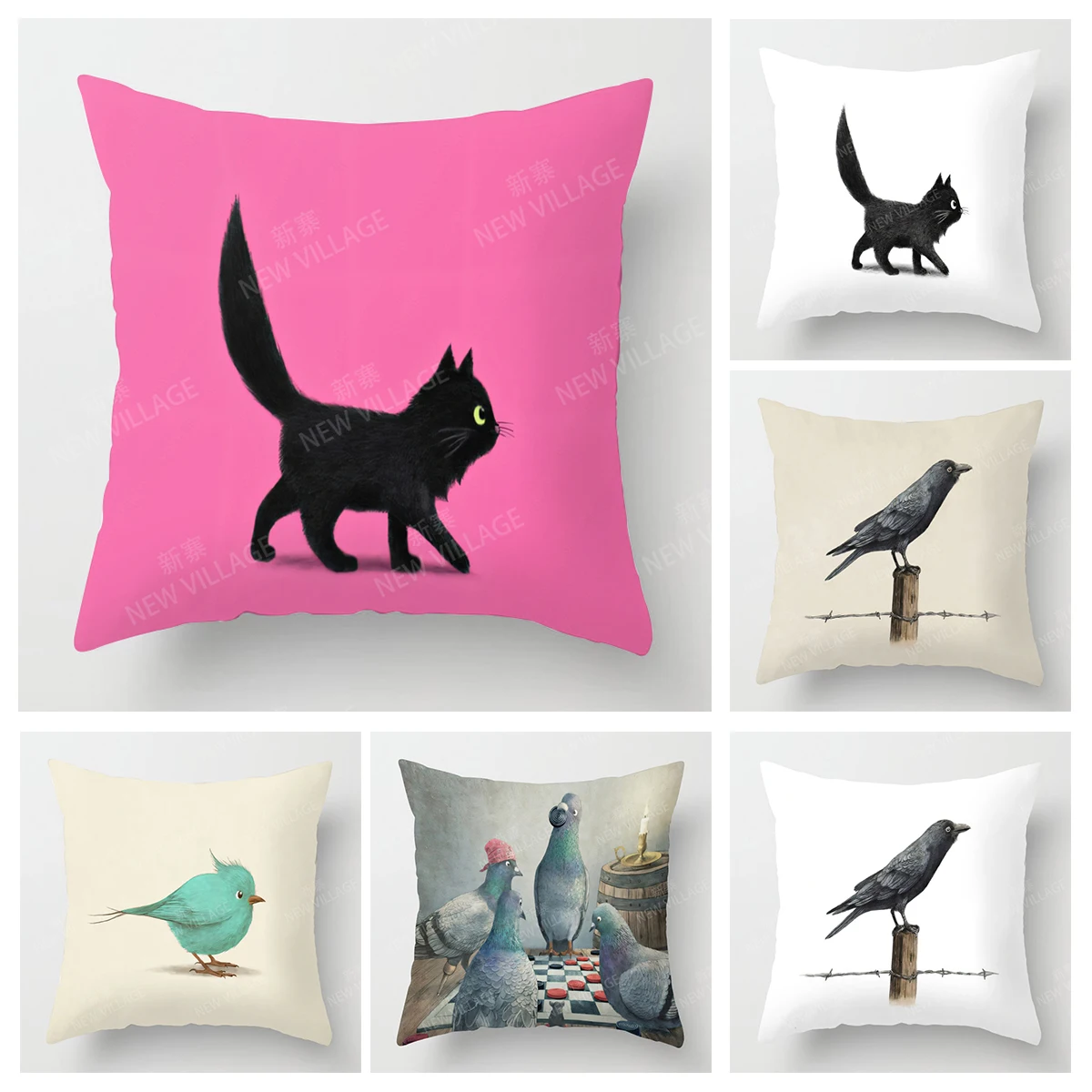 Modern Decorative Cushion for HomeCats and Magpies Living Room Decor Throw Pillow Cover 45*45 children 40x40cm 60x60cm 45x45cm