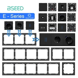 BSEED Button Reset Switch Module USB Phone Charge Socket Parts Wall Light Switch Key Insert Plastic Frame Combination E Series