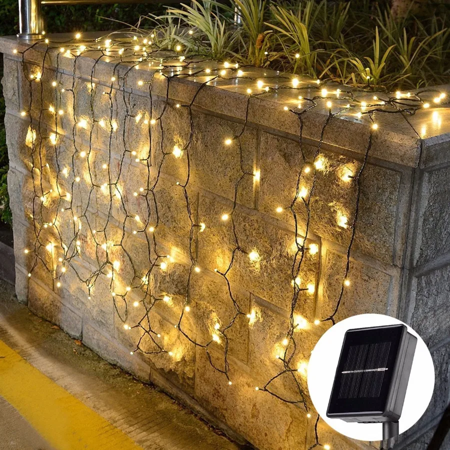 Guirnalda de luces alimentada por energía Solar LED para exteriores, resistente al agua, 7M, 12M, 22M, 8 modos, guirnalda de luces navideñas para