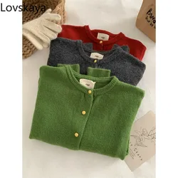 New style base knit sweater with small gold buckle round neck soft glutinous knit sweater for women autumn winter