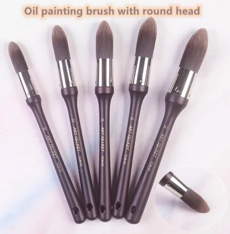 Thickened Round Head Nylon Wool Oil Painting Brush Art Coloring Pen Student Hand Drawing Illustration Paint Brushes Art Supplies