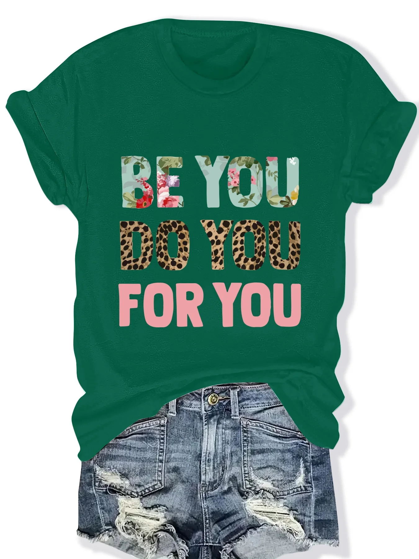 

Fashionable Ladies round Neck Short Sleeve T-Shirt with Letter Pattern Print Casual Comfortable Women's Top