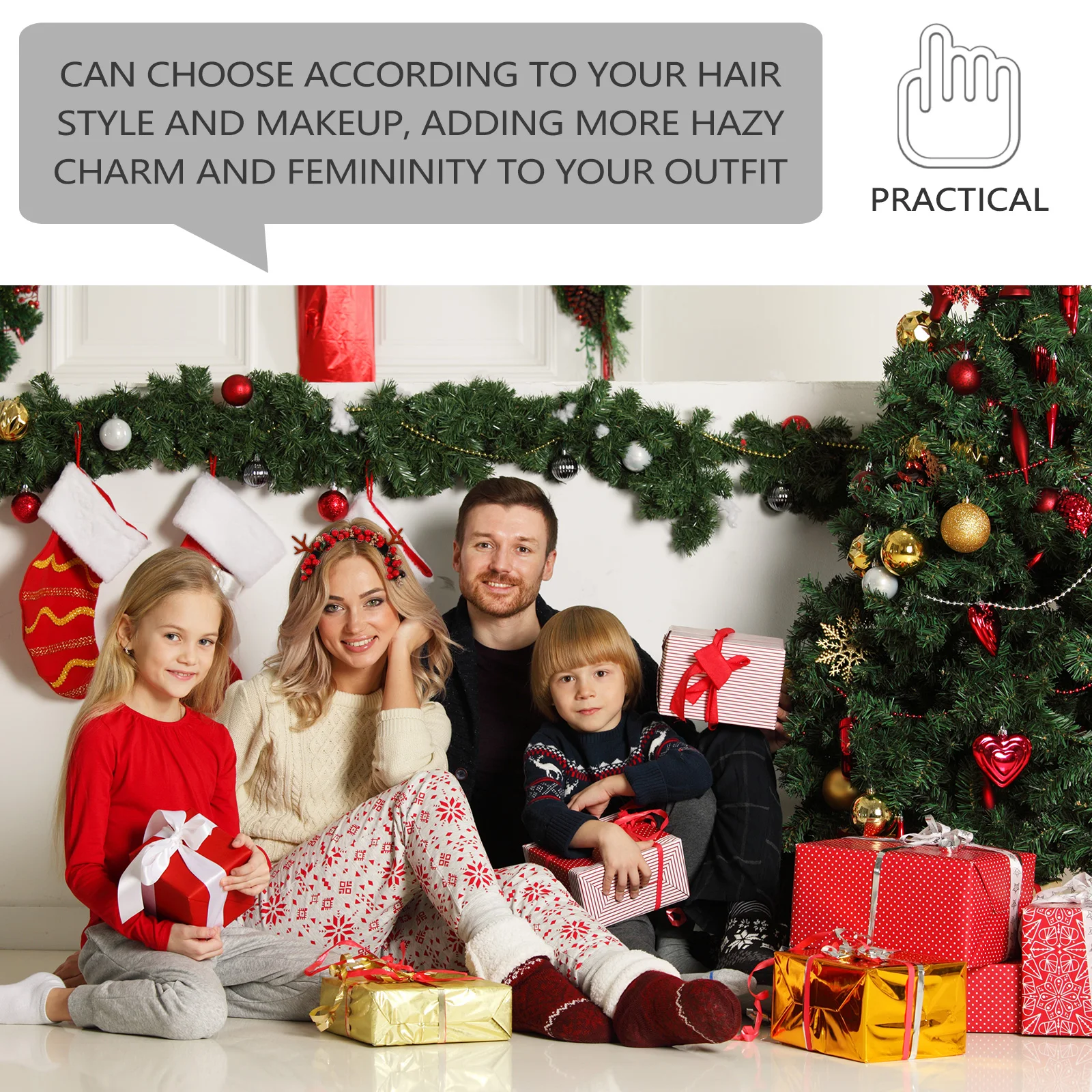 

Deer Antlers Hairb Christmas Hoops Costume Accessories Iron Pine Cones Xmas Party Favor Women Girls Hairstyle Decorations