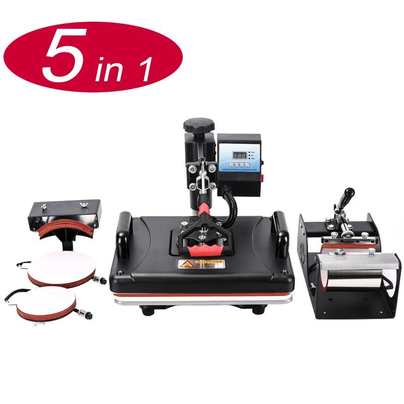 

5 in 1 T-shirT Heat Press Machine Sublimation Heat Press Machine for Mug Hat Plate Case Puzzle Key Chain Printing
