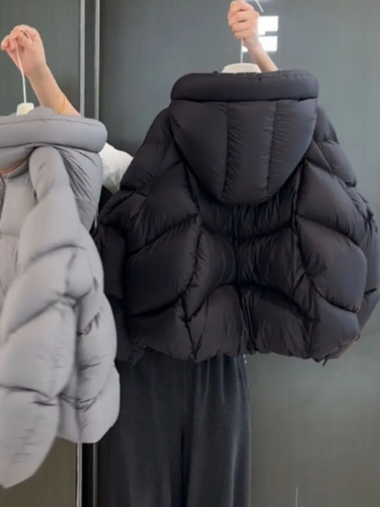Único ort puffer jaet inverno 2025 novo coreano sle casaco de pão com capuz thi outerwear commute sle fibra de poliéster