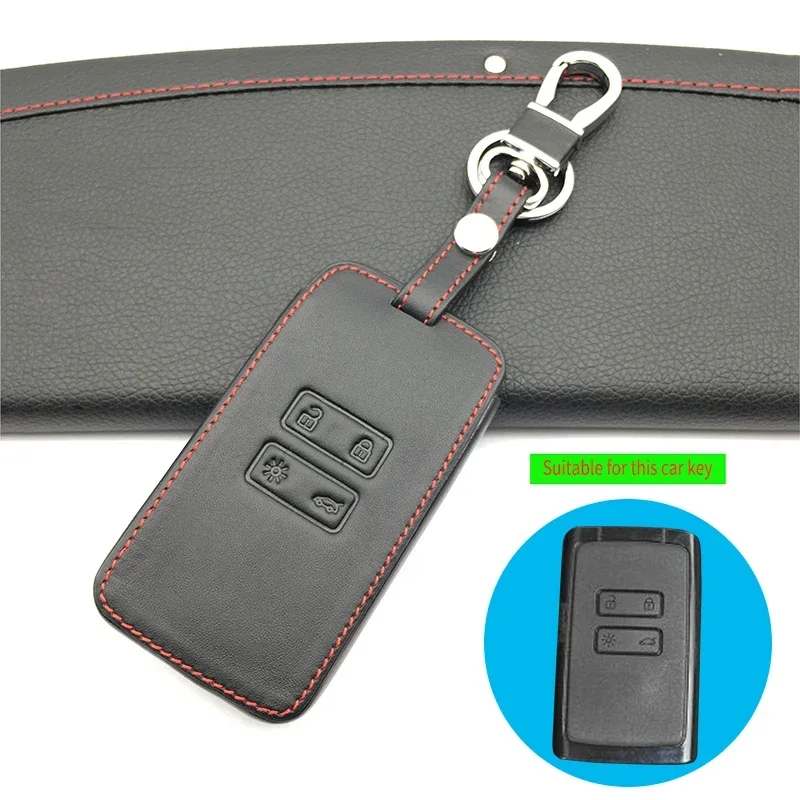 Skórzane etui na kluczyk samochodowy do Renault Megane Clio Logan Kadjar Scenic Koleos Keychain Case Card 2/3/4 Buttons Remote Control