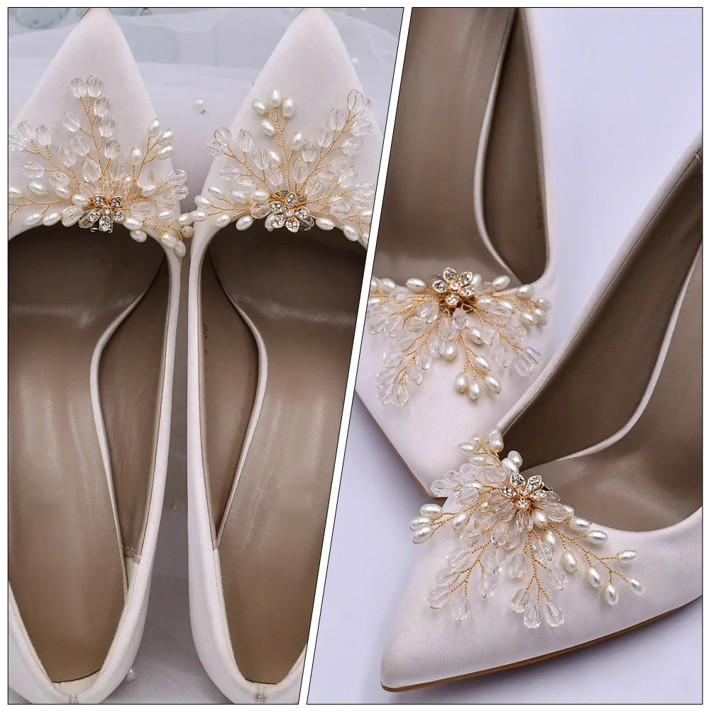 

Pearl Shoe Flower Elegant Bridal Clips for Pumps Rhinestone Decorative Accessories Wedding Party Shoe Buckles Stylish Charm
