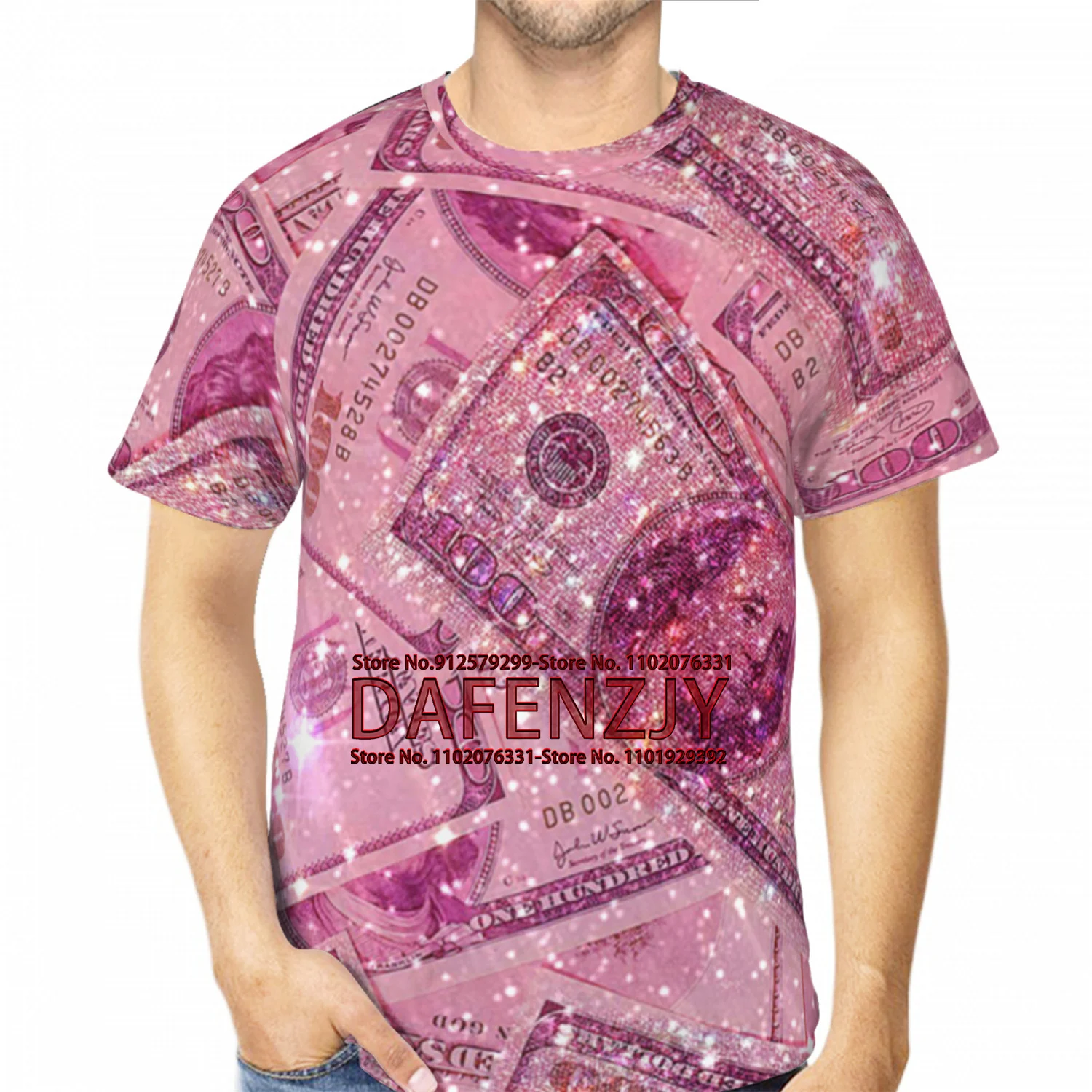 Pink Dollar 3D T Shirt For Men Fashion Hip Hop O-neck Short Sleeve Tops Abstract Vintage Men's T-shirts