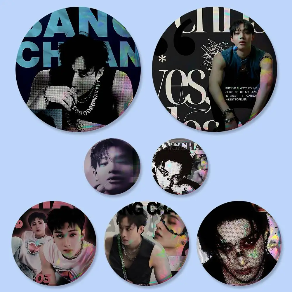 Insignias Redondas de 25, 32, 44, 58 y 75 mm del Cantante Coreano de K-pop Bang Chan, Pin de Cosplay para Decoración de Bolsos, Coleccionismo para Fans y Amigos