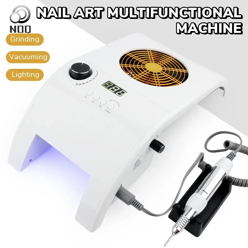 NOQ Nail Dust Collector 4 in 1 Nail Dust Collector Acrylic Electric Drill Fans Nails LED Table Light Fashion Salon Gold Cleaner