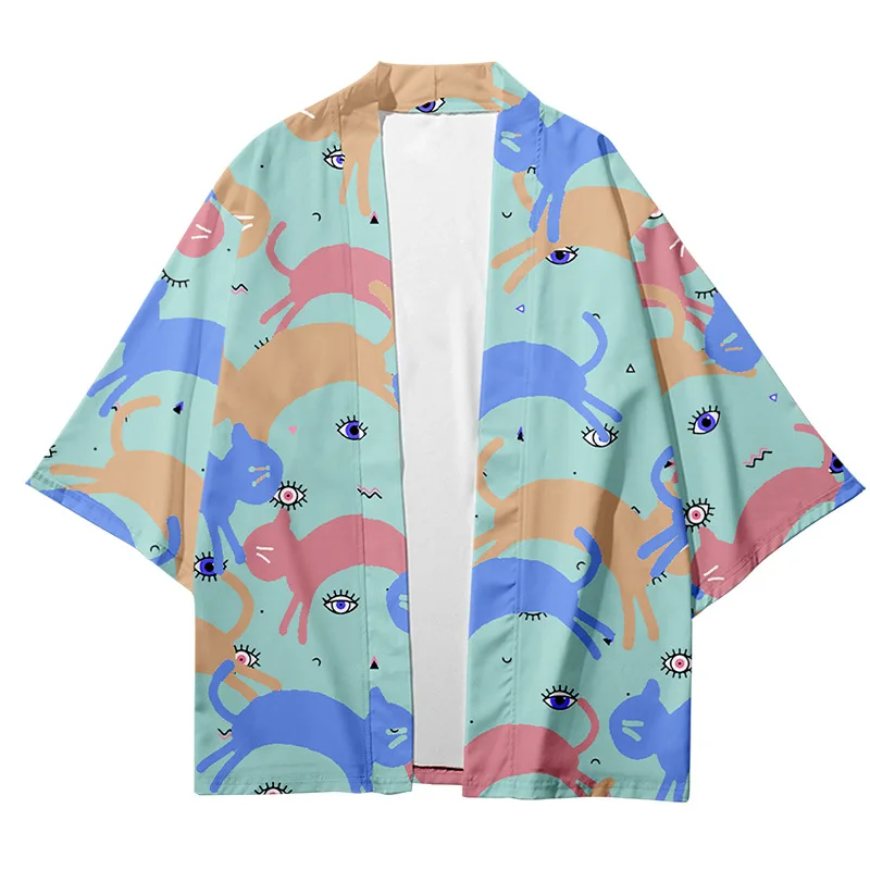 Fashion Flamingo Japanese Cardigan Asian Beach New Yukata Women Harajuku Traditional Kimono Summer Men Costume Haori Clothing