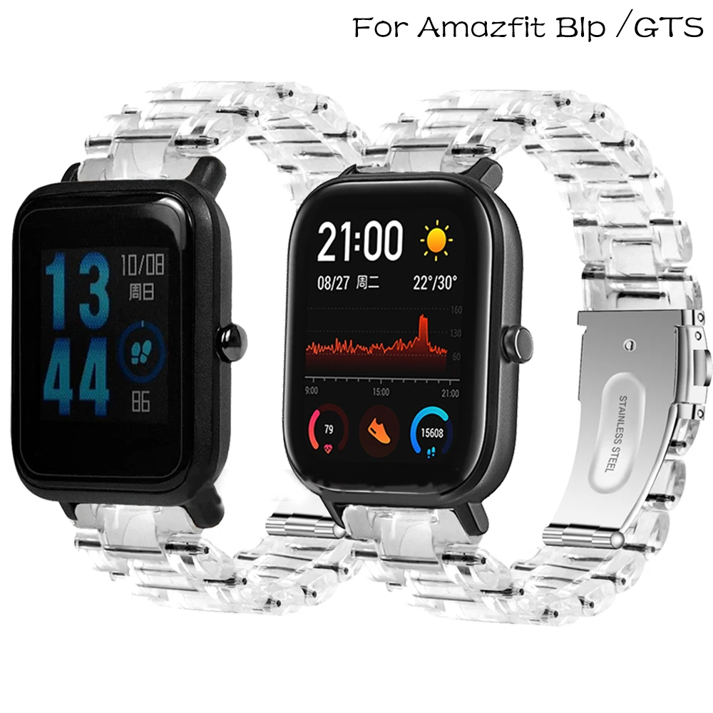 Lightweight Resin Strap For Xiaomi Huami Amazfit Bip S U Pro Lite Transparent Belts Band For Amazfit GTS 2E 2 Mini 20MM Correa