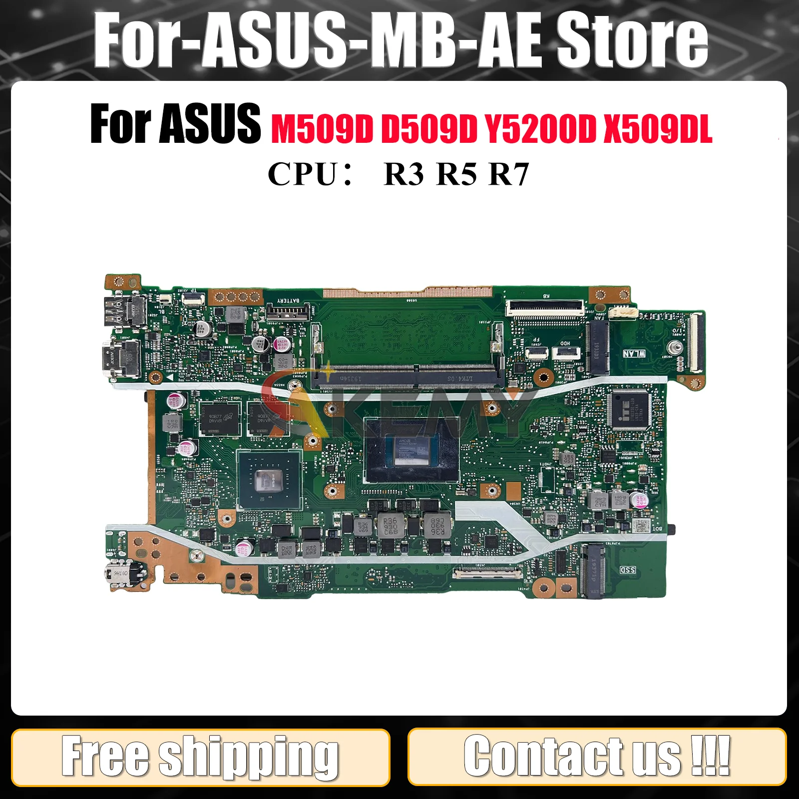 

X509DL Материнская плата для ноутбука ASUS X509DAP P1510CDA X509D M509D Y5200D D509D D409D FL8700DA X509DJ M409D Материнская плата R3 R5 R7 CPU