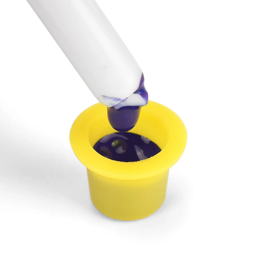 

100pcs Yellow Large Ink Cups for Tattooing Disposable Plastic Storage Color Pigment Cups Lightweight Easy to Carry