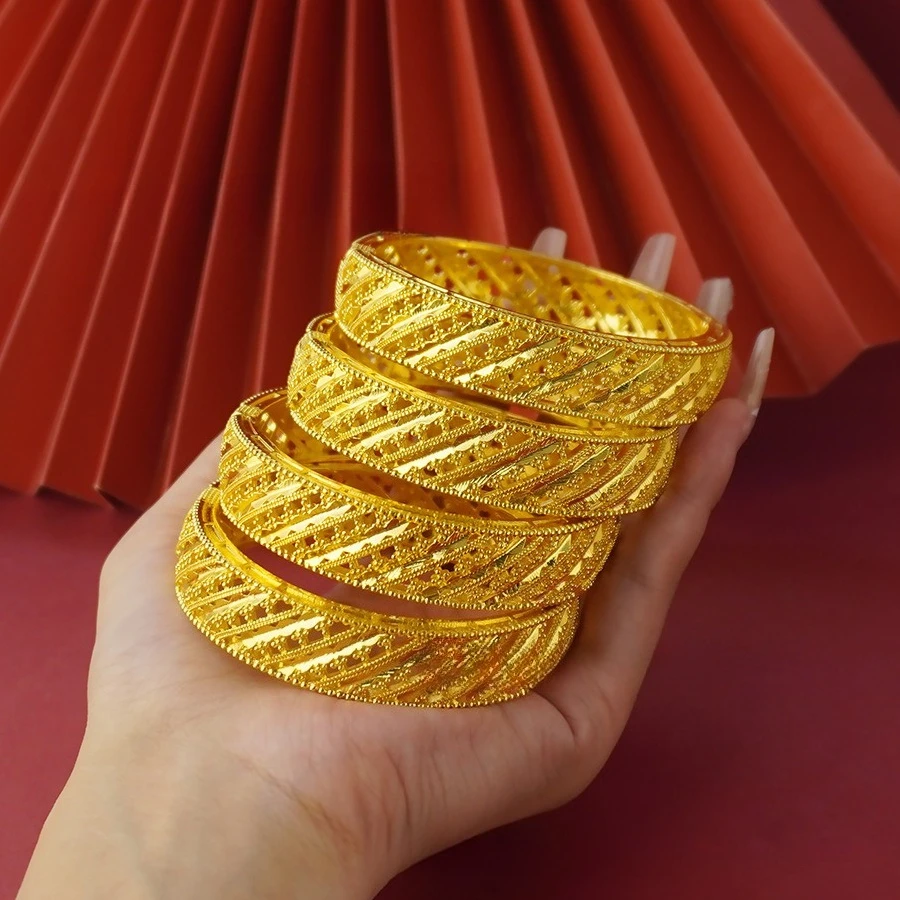 9999 gold Middle East fashion diamond-shaped hollowed-out classic design bracelet