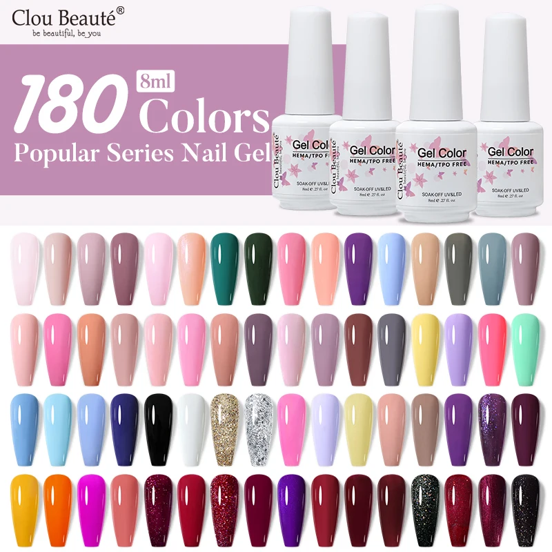 

Clou Beaute 8ml Gel Nail Polish UV Gel Varnish Hema/TPO Free Soak Off Semi Permanent Manicure Nails Art Gel Polish Top Base coat