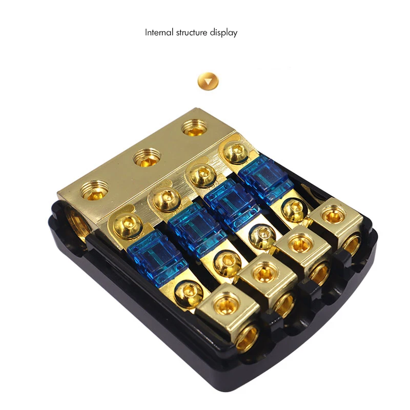 Car Audio Distribution Fuse Block, Mini ANL Fuse Box Holder Distribution Block (0-4GA)IN-(4-8GA)OUT 2/3/4 Way Fuses Holder 60A