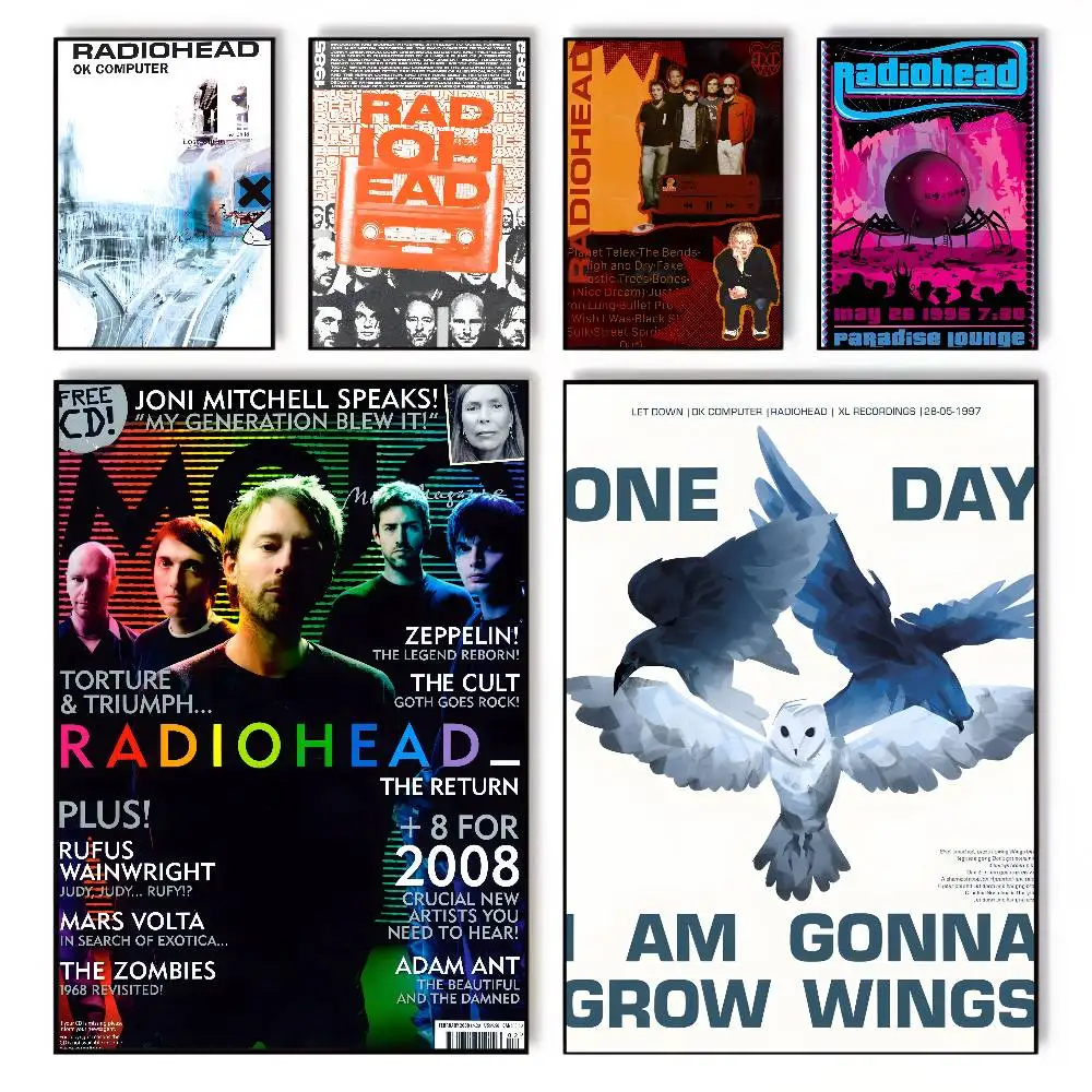 Póster de arco iris de banda r-radiohead, lienzo artístico, papel de impresión estético HD, arte de pared para sala de estar, Bar, decoración del hogar de moda