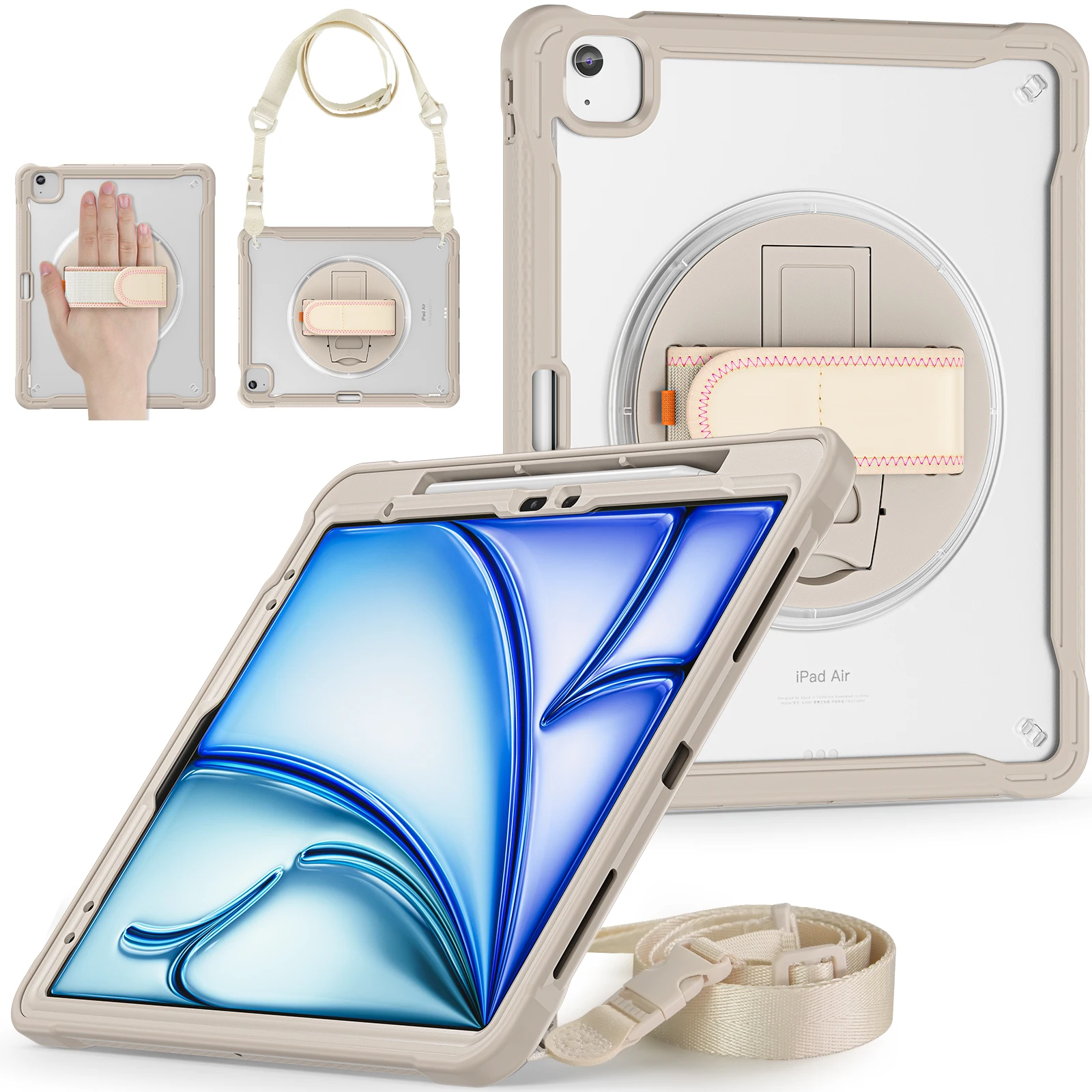 

Case For iPad Air 13 2026 M4 2025 M3 2024 M2 Pro 13 2025 M5 2024 M4 12.9 2018-2022 3rd 4th 5th 6th Gen 360 Rotating Stand Cover