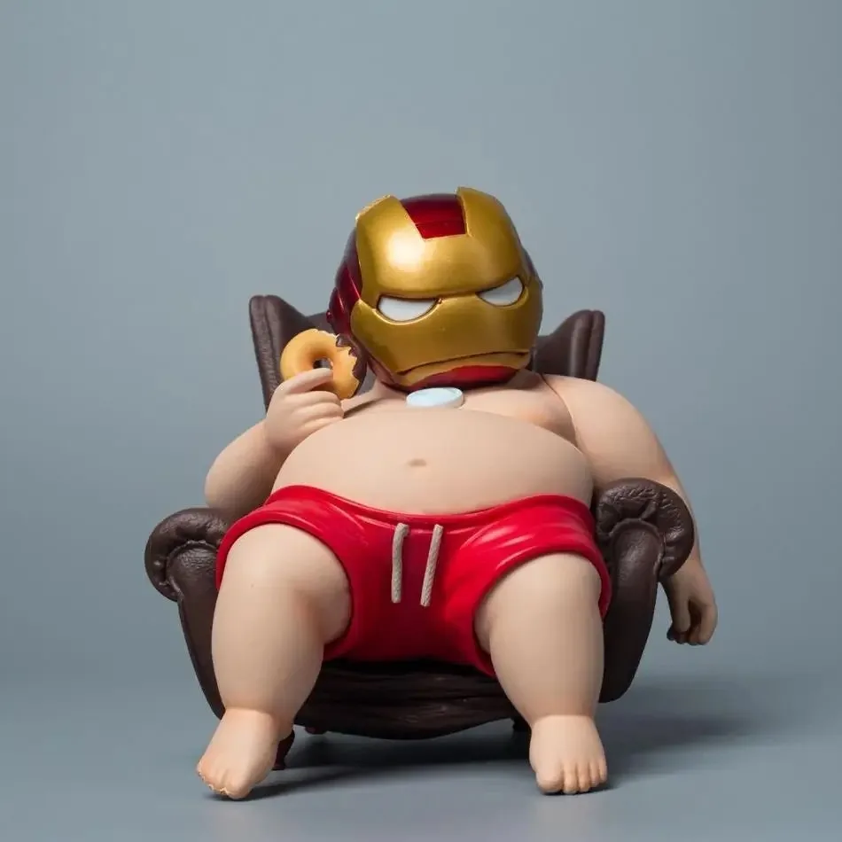 12cm The Avengers Iron Man Fat Boy Figure Cute Anime Desktop Car Peripheral Safety Accessories Ornaments Toy Gift Collection kid