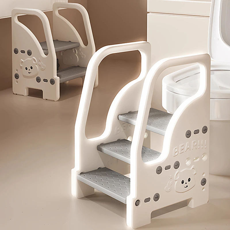 

Baby Step Stool Wash Basin Ladder for 2-4 Years Old,Non-Slip Wide Plastic Foot Stool,Kids Bathroom Step 50kg Load,Easy Assembly