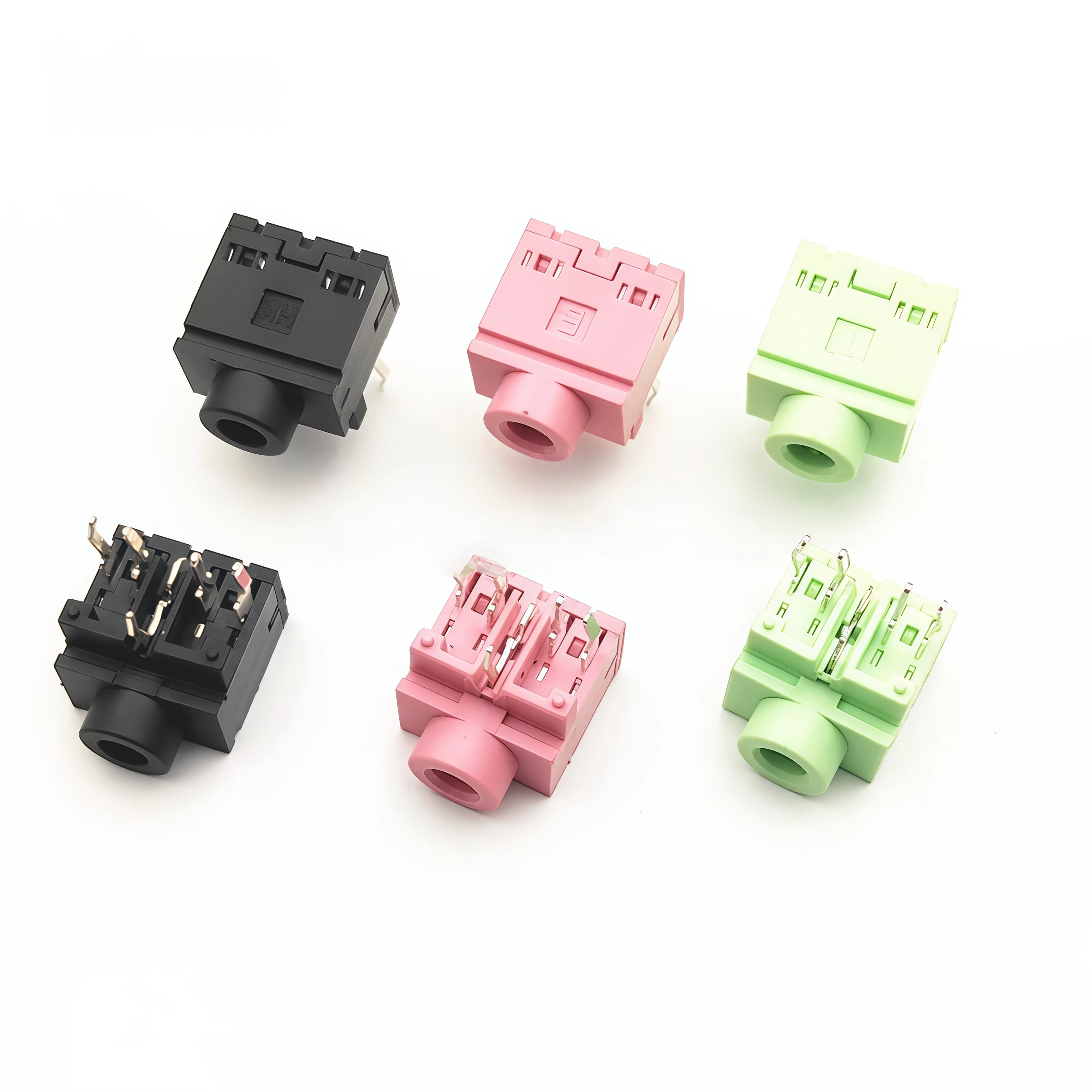 10Pcs 3.5mm 5Pins Stereo Jack Socket Audio Jack Connector PCB PJ-317 pink green black