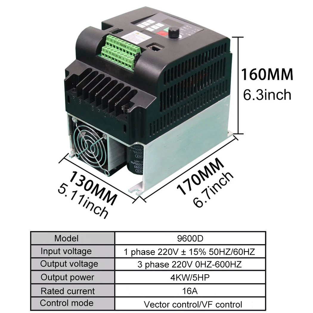 220V Input to 220V 3phase output Frequency Inverter 7.5KW 10HP 30A Frequency Inverter of High Performance for three phase motor