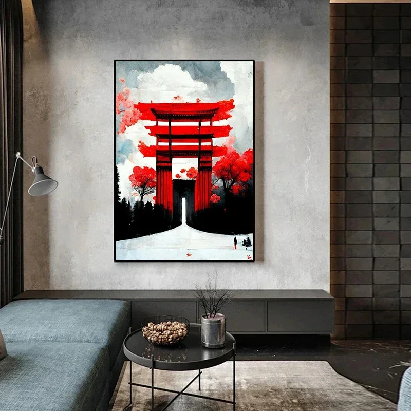 Japanese Famous Samurai Fujiyama Sakura Landscape Posters and Prints Canvas Printing Wall Art Picture for Living Room Home De