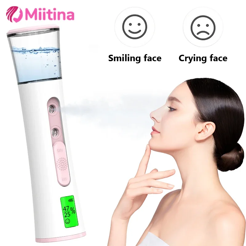 

LED Screen Nano Spray Facial Steamer Mini Humidifier Cool Mist Maker Fogger Hydration Humidifier Spa Photorejuvenation Skin Care