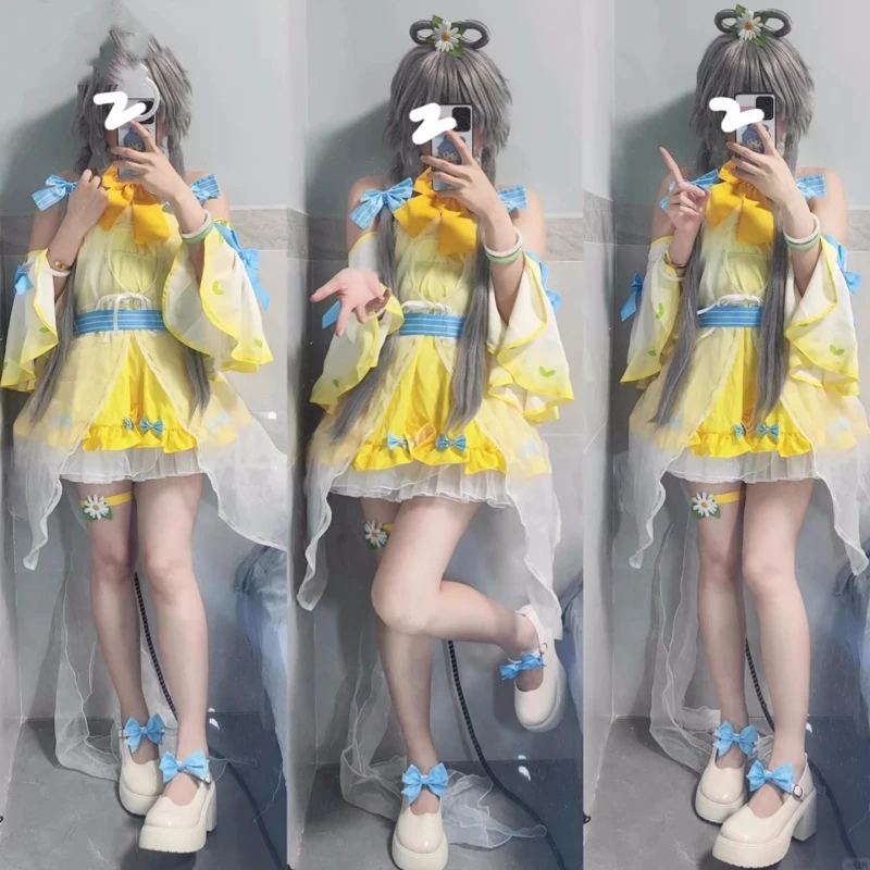 

Luo Tian Yi Cosplay Anime VSINGER Virtual Singer Lemon Dress Costume Christmas Halloween Party Cosplay Suit Girl Gift Stock