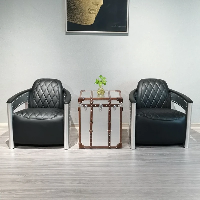 Industrial style aluminum leather rivet designer creative bar cafe sofa