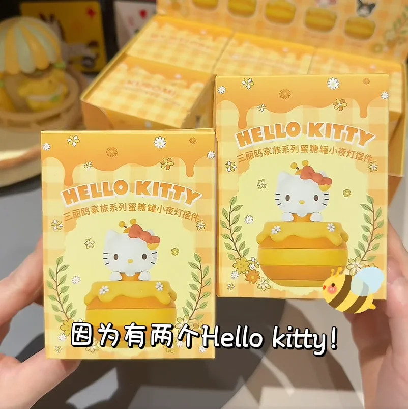 

Sanrio Honey Pot Night Light Ornament Hello Kitty Kuromi Collectible Figure Pochacco Desk Decoration Gift Adult Fans Customized
