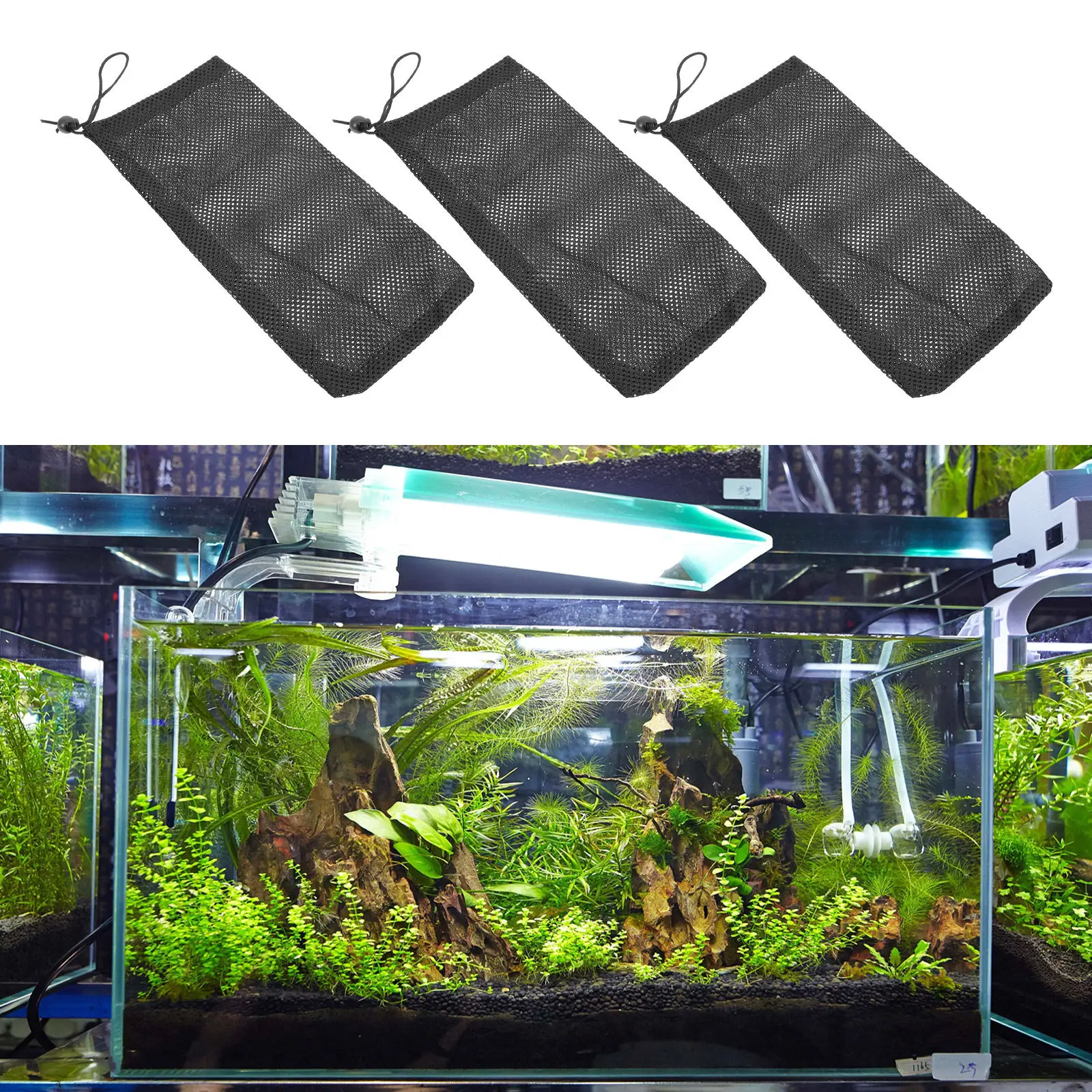 6pcs Aquarium Filter Mesh Bags – Polyester, Easy-Clean, Pull-Rope Design for Fish Tank & Multi-Purpose Filtration