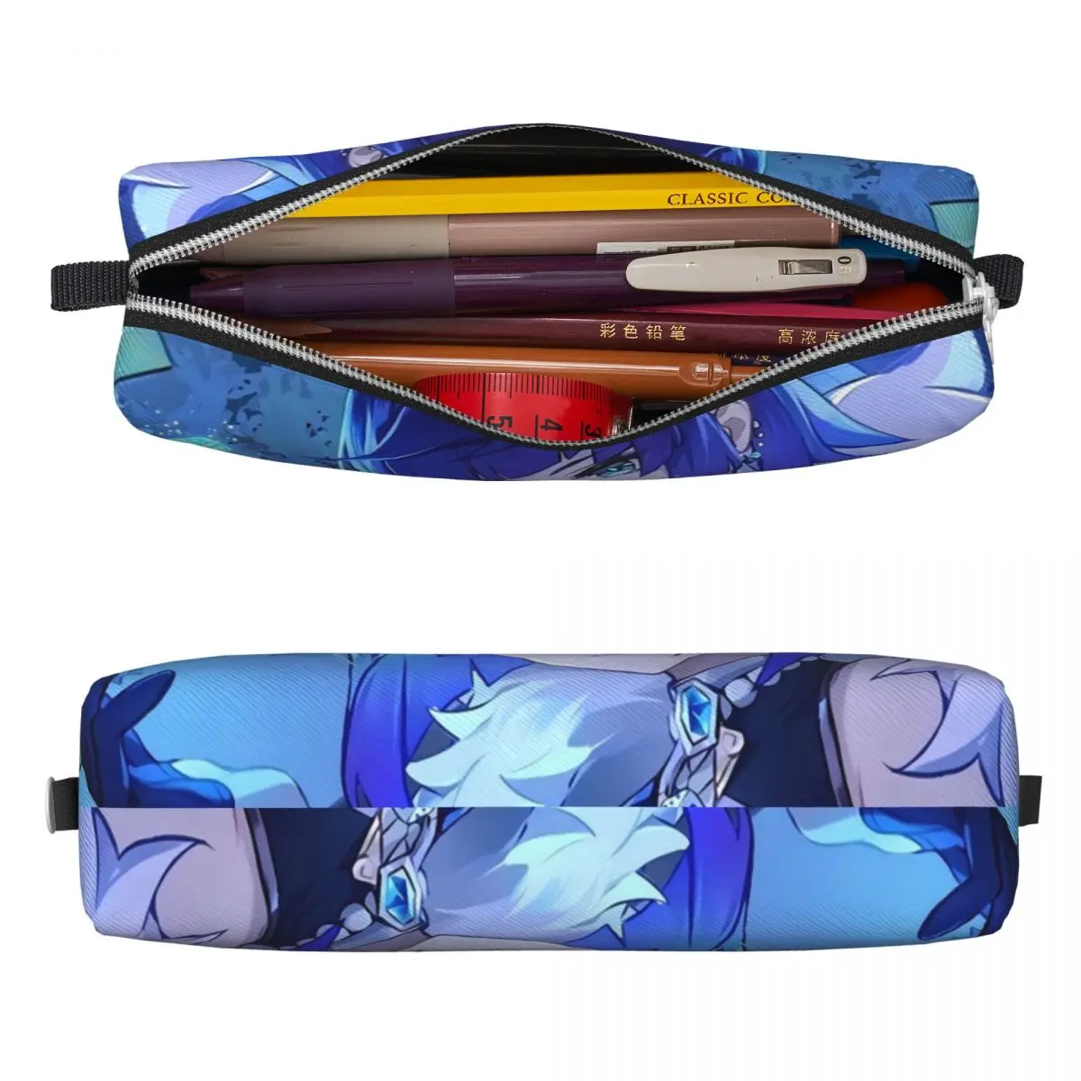 Yelan Genshin Impact Pencil Case Cartoon Girls Boys Retro Pen Box Graphic School Pencil Cases Stationery Gift Idea