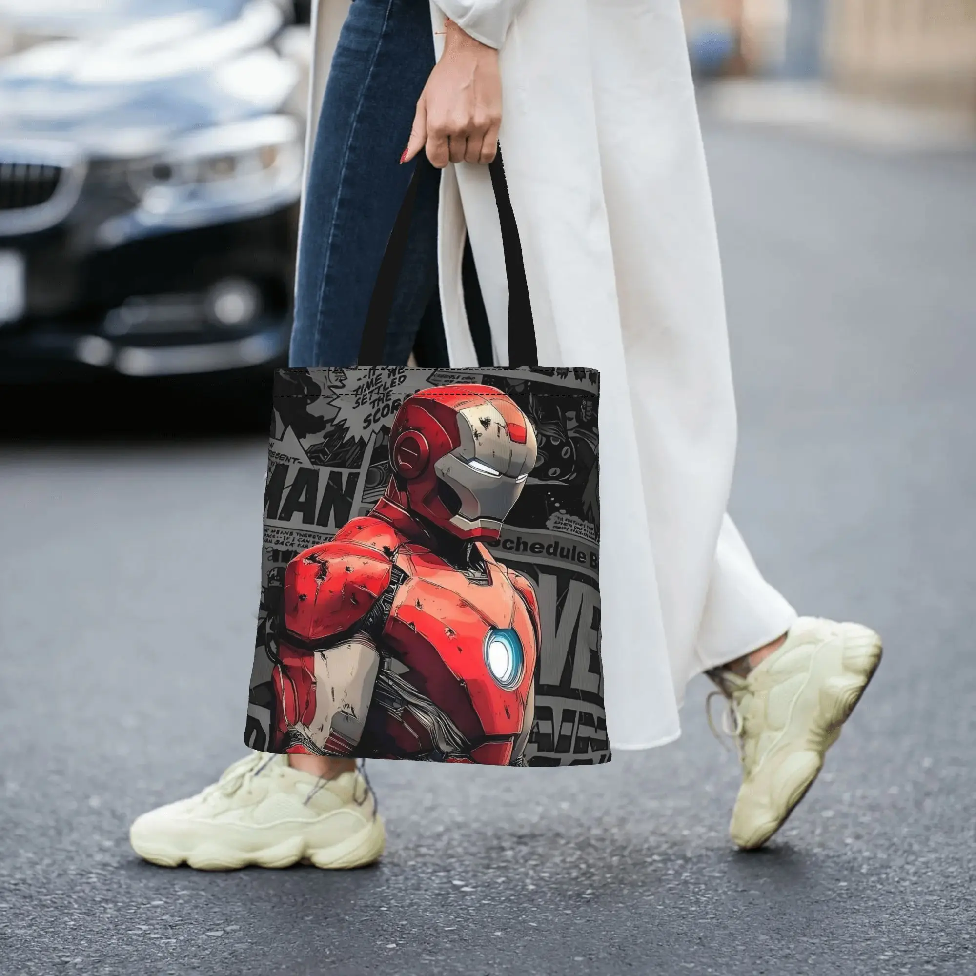 

Fashion shopping bag Daily commute Iron Man STARK INDUSTRIES Canvas Marvel Marvel Canvas Tote Bag Women'S Shoulder Handbag