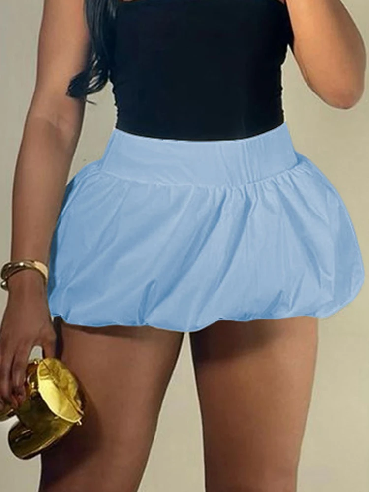 Yellow Sexy Sweet Girls Bubble Skirts for Women 2026 Summer Fashion High Waisted Mini Micro Pleated Skirt Female Ball Gown