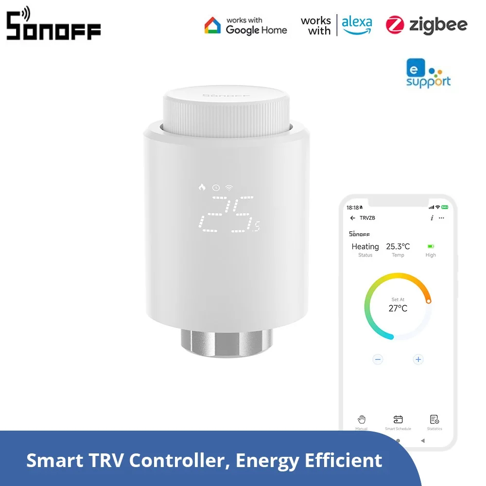 sonoff zigbee trv termostato valvula termostatica do radiador aquecimento domestico controlador de temperatura funciona com alex 01