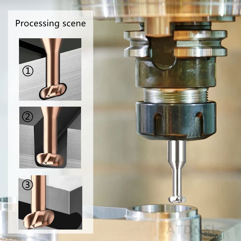 Imagem -02 - Raio de Canto T-slot Fresadora Cnc Carbide t tipo Fim Moinho Arco Côncavo Usinagem Aço Alumínio Ferramenta D3-d20 R0.5 0.75 3