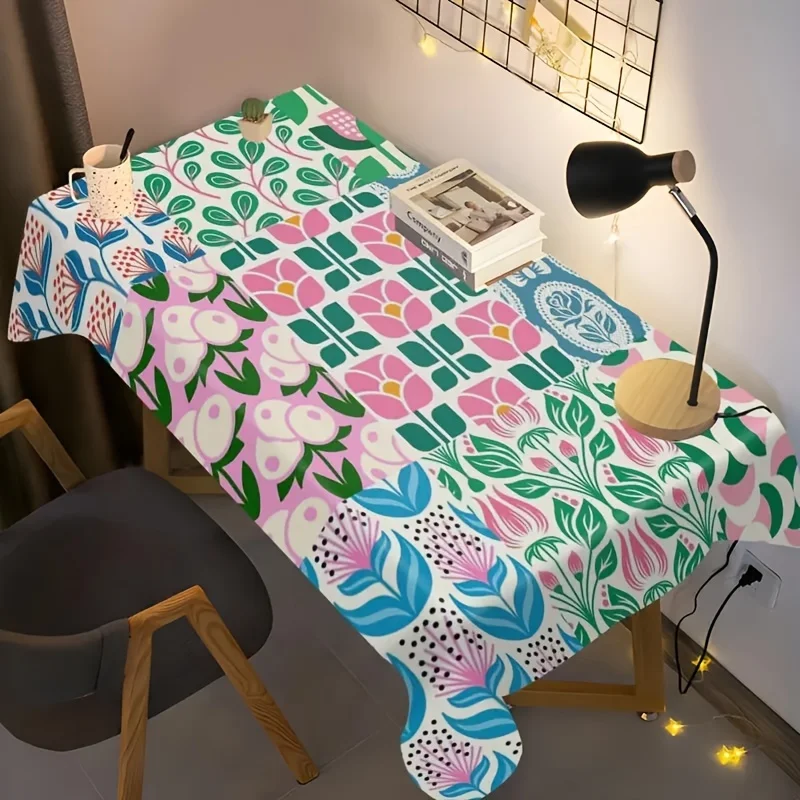 Multi-functional washable polyester fiber tablecloth - Vibrant Mexican Carnival Design
