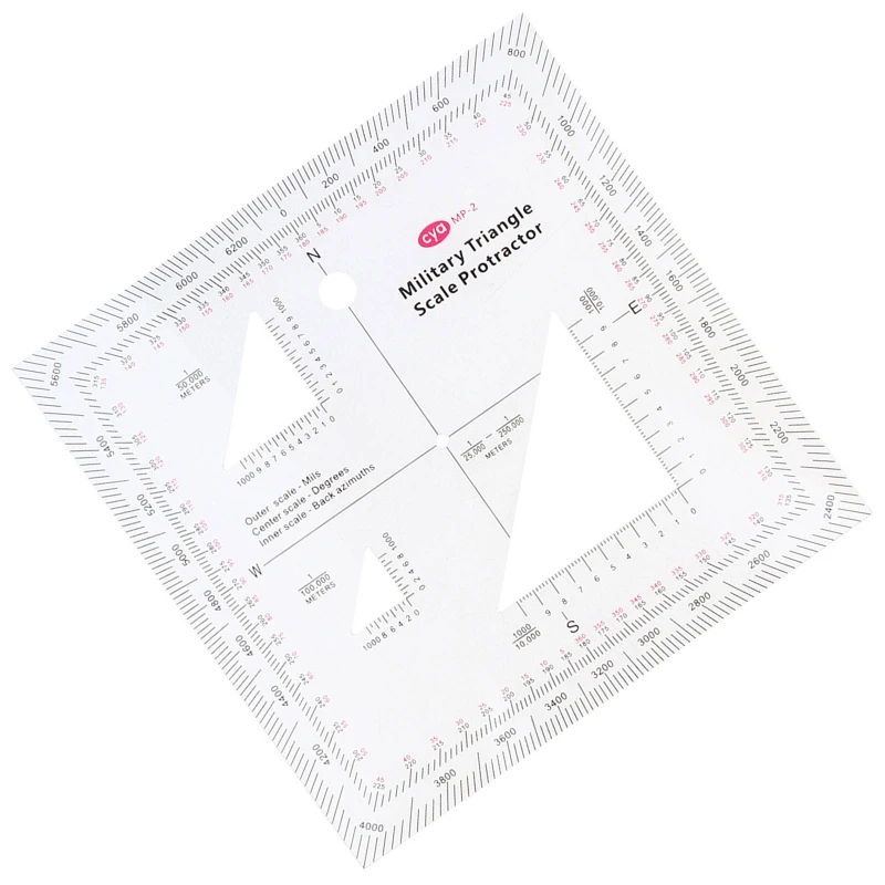 5 for Triangle Coordinate Scale and Protractor Clear Plastic Easy to Read Topographical Map Scale for Land Navigat L41E