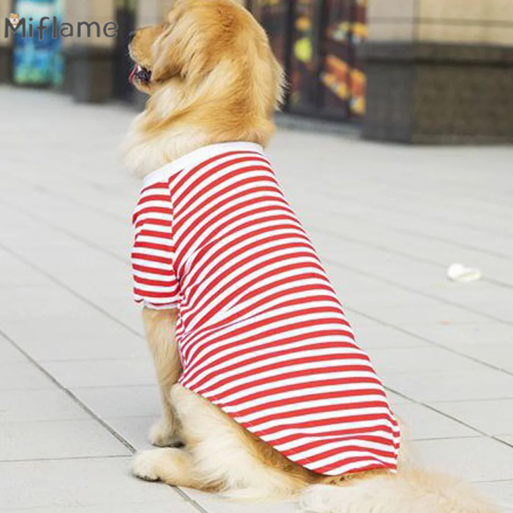 

Miflame Summer Thin Pet Clothes Golden Retriever Labrador Corgi Breathable Medium Large Dogs Clothing Autumn Striped Dog Sweater