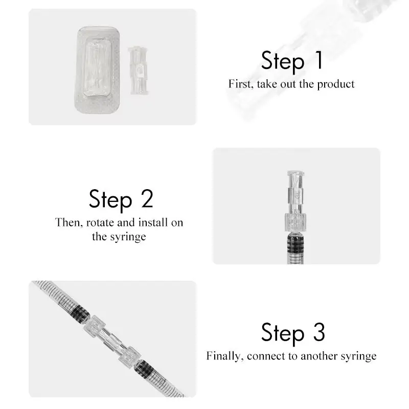Luer Lock Connector Sterile PlasticDisposable Transparent Package Two-way Transfer Syringe Easy Durable Connector