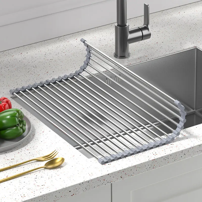 

Мгновенное расширение! Невидимый органайзер для раковины — идеально подходит для мытья овощей и сушки посуды.