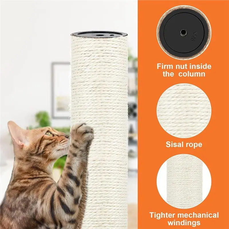 A98E-M8 Cat Scratching Post Replacement- 2 PCS Sisal Pole(15.7 X 3.1 Inch), Includes Screws For Cat Tree Installation
