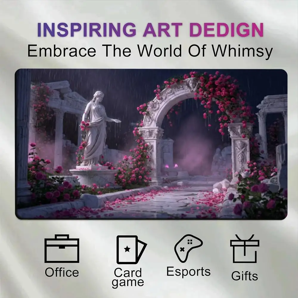 Ancient Greek Statue Rose Garden Ruins Large Mouse Pad Extended Gaming Desk Mat Non Slip Waterproof Keyboard Playmat