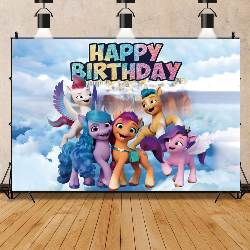 Hasbro meu pequeno pônei chá de bebê festa de aniversário fundo fotografia suprimentos foto pano de fundo palco adereços do miúdo banner cartaz