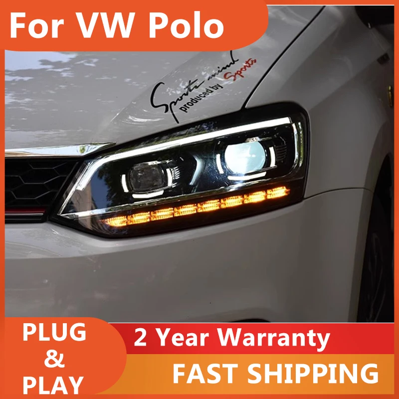 

Car Accessories for VW Polo Head Lamp 2011-2018 Polo Headlight DRL Turn Signal High Beam Projector Lens