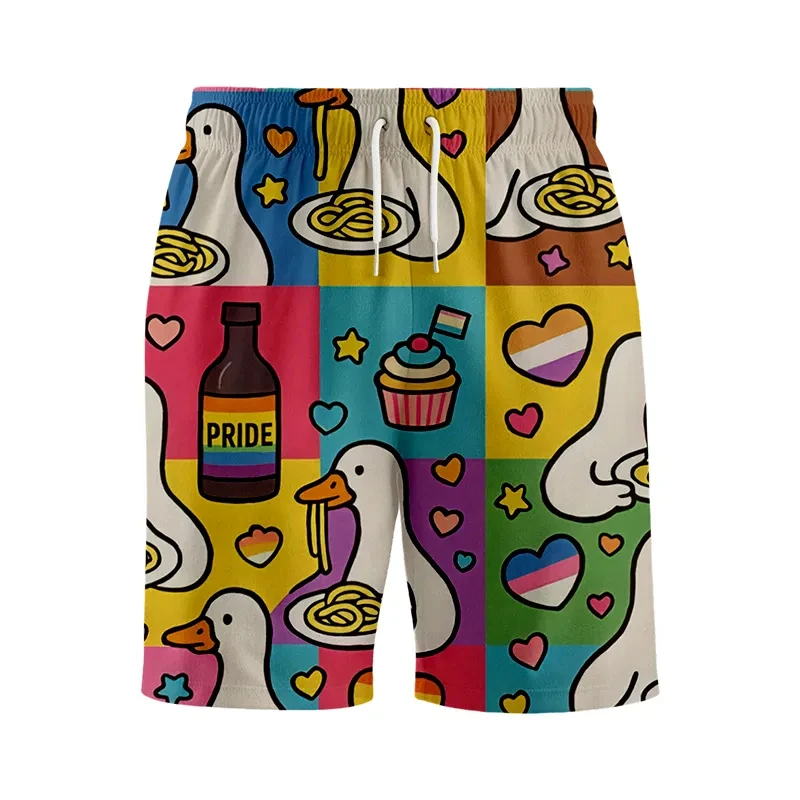 2026 Summer New Men's Limited Edition White Goose Life Shorts 3D Printed Sports Shorts Casual Street Wear Loose Shorts
